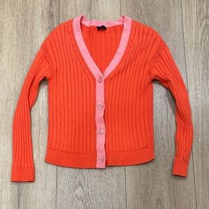 Talbots Orange Cardigan with Pink Accents